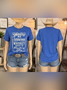 🆕 WESTERN/COWBOY Blue 'Smooth as Tennessee Whiskey' Graphic Tee